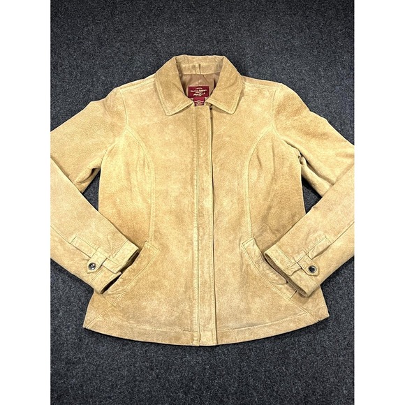 Eddie Bauer Jackets & Blazers - Eddie Bauer Seattle Suede Washable Leather Jacket Womens Small Tan Full Zip